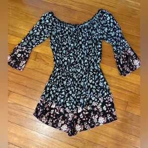 Aqua 3/4 Sleeve Romper